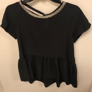 Black high low blouse